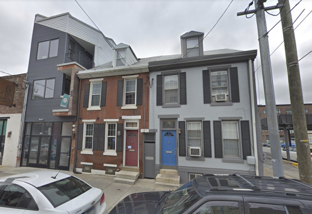 The two houses that stood at 1144-46 Frankford Ave. in Fishtown before the fire